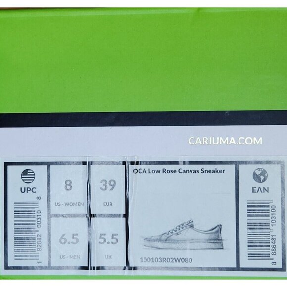 Cariuma Women's 8, Men's 6.5 OCA Low Rose Canvas Sneaker Memory Foam Insole - Picture 7 of 8